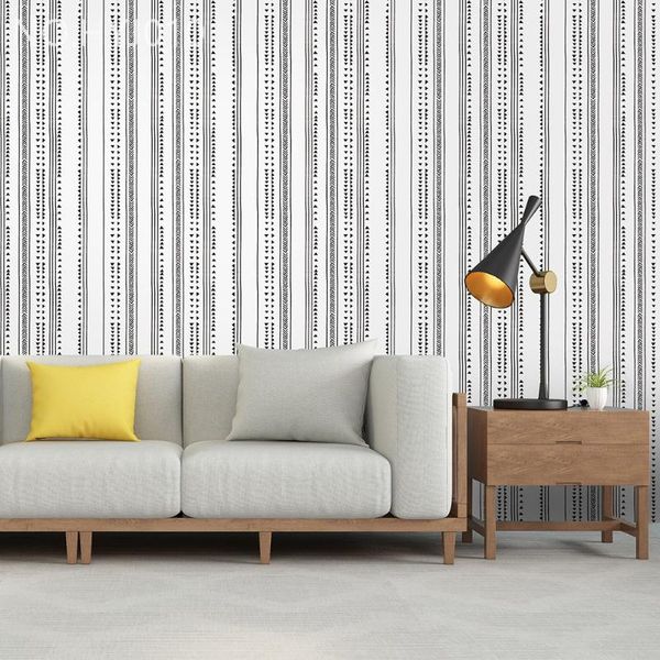 Papel pintado geométrico blanco y negro triángulo autoadhesivo papel pintado para fondo sala de estar dormitorio muebles pegatinas de pared decoración del hogar