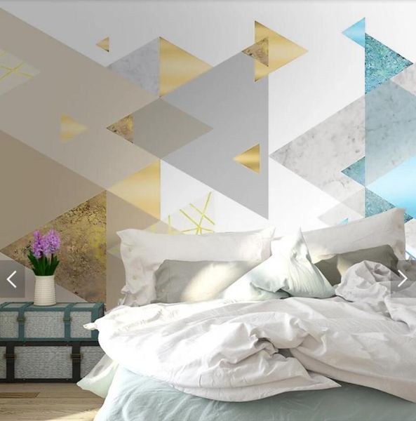Fonds d'écran Géométrique Triangle mural mural po wallpaper pour le salon Rouleaux de papier imprimées Contact 3D Murales Custom