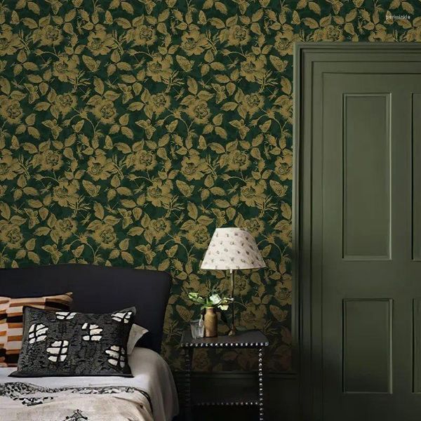 Fonds d'écran Gold Rose Wallpaper Péonie auto-adhésive étanche amovible en papier de contact meuble de meubles pour vanité décor