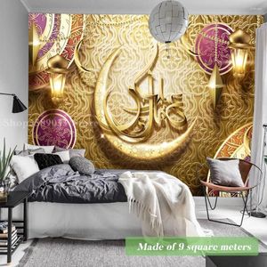 Wallpapers gouden fanus lantaarn geprinte muur behang prachtige geometrische lijn muurschildering voor woonkamer slaapkamer canvas decoratie aangepaste maat