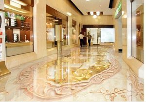 Fonds d'écran Golden Rose Marble 3D Relief Floor auto-adhésif PVC étanche