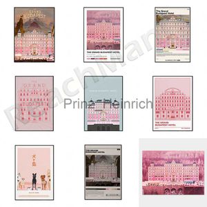 Wallpapers Grand Budapest Hotel Poster | Wes Andersen | Roze retro kunstdruk | Minimalistische filmposter kunst aan de muur | Vakantiegeschenken J230704