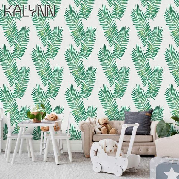 Fondos de pantalla Hoja verde Papel tapiz autoadhesivo Revestimiento de pared removible Prepegado Decorativo Selva tropical Hojas de palma Película