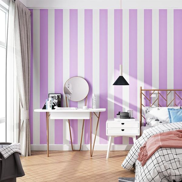 Papel tapiz con rayas verdes, rosas y azules para bebés, niños y niñas, decoración para habitación de niños, Papel de Pared a rayas, estilo nórdico 3d, Papel para niños J227