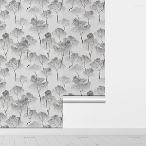 Fonds d'écran Gris Forest Peel et bâton Papier peint étanche Auto-Adhesive PVC DÉCOR MUR Sticker Retro Retro Rovable Cabinet