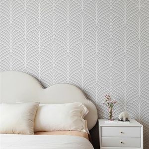 Fonds d'écran Feuilles rayées grises Peel et Stick Papier peint imperméable Feuille Veine Texture PVC Wall Sticker Salon Cuisine Décor classique