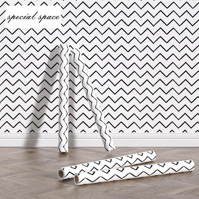 Tapety Ręcznie malowana falista linia Peel and Stick Tapeta na salon Sypialnia Sofa