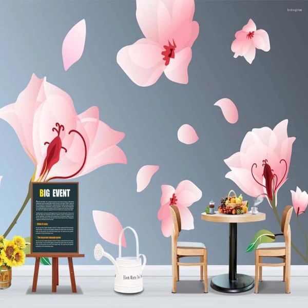 Fondos de pantalla Pintura a mano Flor de rosa Mural Po Papel tapiz Vintage Papel floral para sala de estar Decoración Murales Papeles personalizados