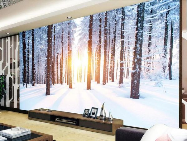 Fonds d'écran HD arbres hiver neige paysage TV fond peintures murales murale 3d papier peint 3d papiers peints pour toile de fond tv