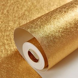 Papier peint damassé métallique de luxe de texture de relief d'or de ruban de haute qualité pour le papier de PVC lavable imperméable de rouleau de mur