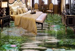 Fonds d'écran de haute qualité 3d Flooring Custom Nature Lotus Papier peint étanche Stéréoscopique