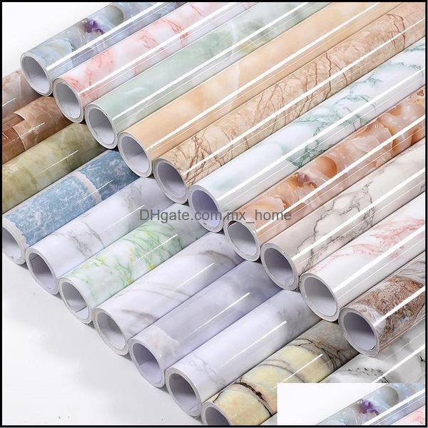 Fonds d'écran Home D￩cor Jardin Papier peint en marbre auto-adhésif pour murs en rouleaux Meubles Cuisine Sol Contact Papier Décor Film Waterpr