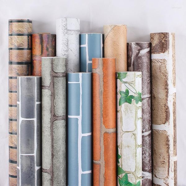 Papeles pintados decoración del hogar 3D PVC grano de madera pegatinas de pared papel ladrillo piedra papel tapiz autoadhesivo sala de estar dormitorio cocina Decoración