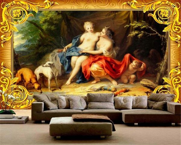 Fonds d'écran Décor À La Maison 3d Papier Peint Classique Beauté Fille Eros Peinture À L'huile HD Style Européen Soie Wallpaper1