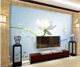 Fonds d'écran Décoration de maison 3D Fond d'écran pour le salon Lotus PO Wall Flower