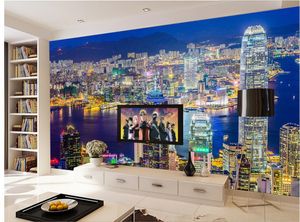 Wallpapers home decoratie tv achtergrond stereoscopisch uitzicht op wolkenkrabbers ramen 3d kamer wallpaper muurschilderingen