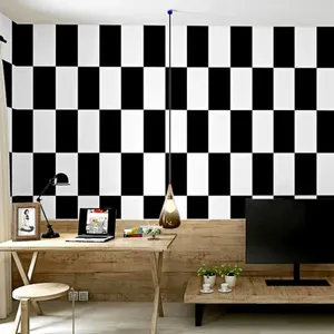 Fondos de pantalla Decoración Ins Black White Grid Wallpaper 3D PVC PVC Sala de estar Decoración Decoración Roll Directal de pared QZ152