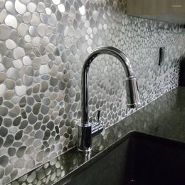 Fonds d'écran carreaux de mosaïque en métal brossé argent noir or irrégulier pour cuisine Blackspalsh salle de bains mur extérieur intérieur Dec