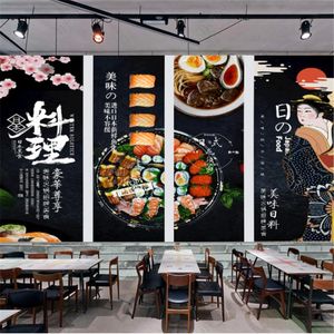 Wallpapers Japanese Food Picture 3D Wallpaper Sushi Restaurant Black Background Wall Papers Mural Snack Bar Industrial Decor