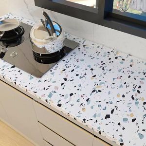 Wallpapers keuken olie-proof wand stickers waterdichte zelfklevende kasten verdikte marmeren vinilo decorativo pared