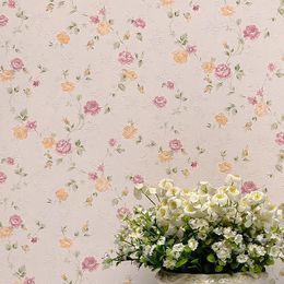 Papier peint coréen romantique petit Floral chambre papier peint pastorale chaud salon canapé fond papier peint mariage fille rose