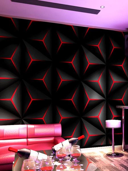 Fondos de pantalla Ktv Wallpaper Hall Flash Wallcloth 3D Estéreo Plano Patrones geométricos Caja temática Fondo Papel Mural Decorar