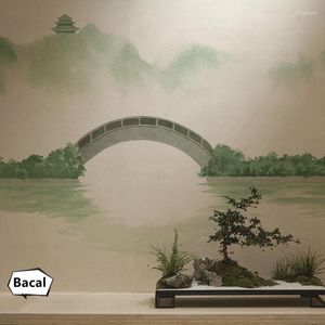 Fonds d'écran Paysage Peinture Papier peint Encre Zen Salon TV Fond Mur Mural Personnalisé Non-tissé Tissu