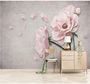 Wallpapers grote aangepaste huizendecoratie behang muurschildering moderne minimalistische handgeschilderde rose mooie achtergrond muurbekleding