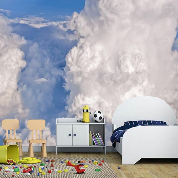 Fonds d'écran Grandes Peintures Murales Ciel Blanc Nuages Paysage Naturel Po Peinture Pour Salon Canapé Enfants Fond D'écran