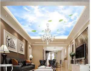 Wallpapers verlaat blauwe luchtwolken dak plafond behang schilderen thuis decoratie