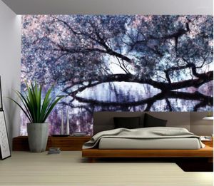 Wallpapers Woonkamer Slaapkamer TV Achtergrond Behang Rolgrootte 3D Lente Kersenboom Japanse Muur Papier Muurschildering