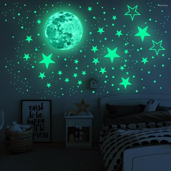 Fonds d'écran Luminous Moon Glowing Star Dot 435pcs Autocollant Fluorescent