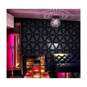 Fondos de pantalla de lujo 3D Geométrico Negro Papel pintado Ktv Room Modern Bar Night Club Decorativo Impermeable Pvc Papel de pared P107 Drop Deliver Dh6Eu