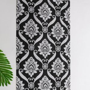 Papier peint de luxe noir argent damassé 3d papier peint en relief métallique Pvc papier peint rouleau chambre salon couverture murale Floral