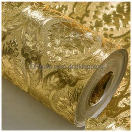 Wallpapers Luxe Klassiek Goud Behangrol Slaapkamer Woonkamer Reliëf Brocade Flash 230427 Drop Delivery Home Garden Dhree