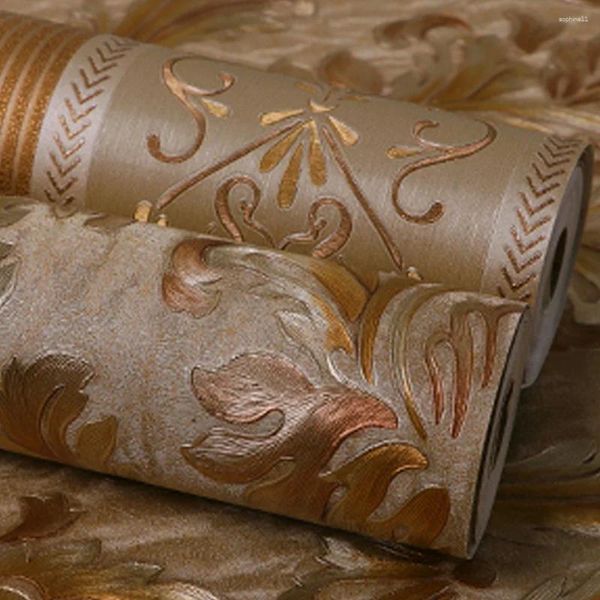 Fonds d'écran de luxe Damask rayé papier peint rouge floral PVC papier peint rouleau imperméable couverture américaine salon chambre décor