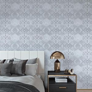 Fonds d'écran de luxe moderne diamant treillis mural gris papier peint décor à la maison géométrique grille papier peint pour salon simple mode