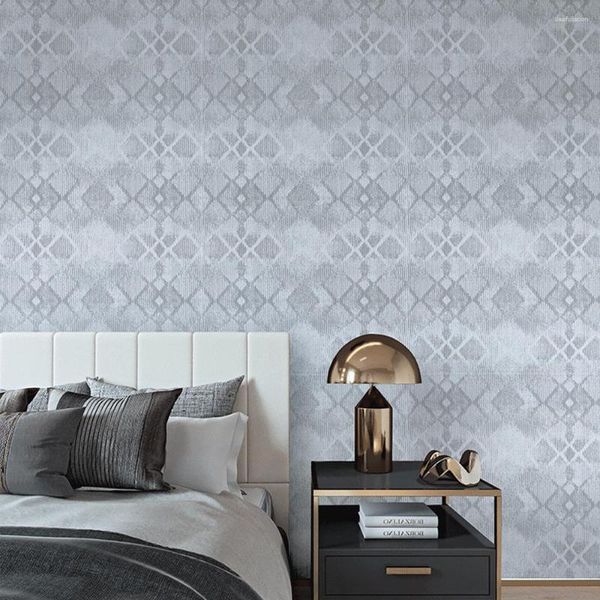 Fondos de pantalla de lujo moderno diamante enrejado mural gris papel de pared decoración del hogar papel tapiz de rejilla geométrica para sala de estar moda simple
