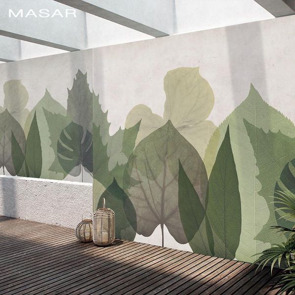 Fonds d'écran MASAR Frais Feuilles Naturelles Personnalisé Mural Moderne Minimaliste Mode Fond Papier Peint Chambre Salon Papier Peint Feuille