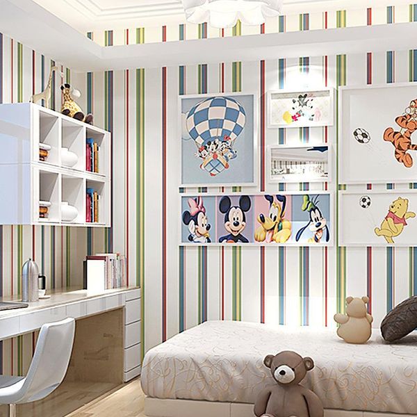 Fonds d'écran Méditerranée Britannique Bleu Couleur Vertical Stripe Papier Peint Moderne Simple Salon Chambre à coucher Fond Mur Enfants Pure
