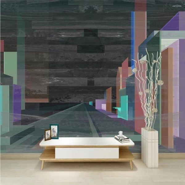 Fonds d'écran Mi'lo'fi personnalisé grand papier peint mural 3D personnalité minimaliste moderne fond architectural géométrique