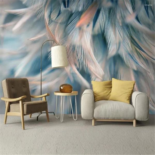 Fonds d'écran Milofi 3d Mural Wallpaper Nordic Small Fresh Simple Feather Fandle Mur