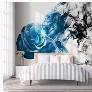Fonds d'écran Milofi Blue Abstract Rose Smoke Lignes Mur