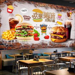 Fondos de pantalla Milofi personalizado 3D Fondo de pantalla Mural Muro de ladrillo pintado a mano deliciosa hamburguesa de comida de comida rápida Pintura de fondo de fondo