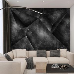 Wallpapers Milofi Custom 3D Wallpaper Muurschildering Creatieve Zwart-wit Geometrische Vierkante Sofa Achtergrond Wanddecoratie