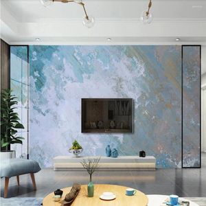 Fonds d'écran Milofi personnalisé 3D papier peint mural art moderne abstrait bleu marbre salon fond décoration murale