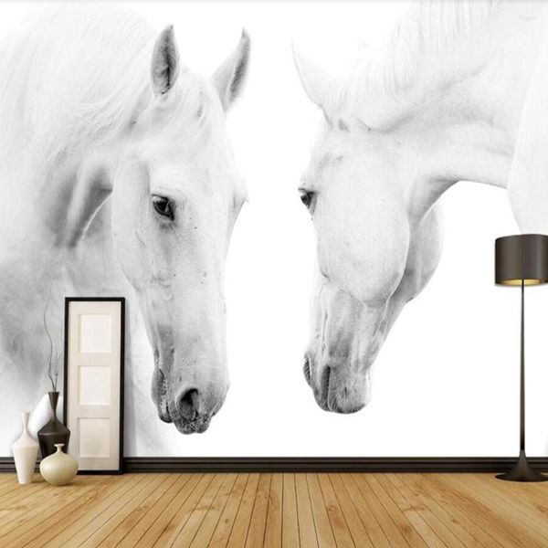 Fondos de pantalla Milofi Custom 3D Wallpaper Mural White Horse Pografía Sala de estar Fondo Decoración de la pared Pintura