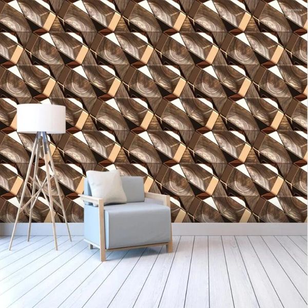 Fonds d'écran Milofi personnalisé grand papier peint mural 3D abstrait grain de bois stéréo fond graphique