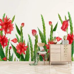 Fonds d'écran milofi personnalisé grand papier peint mural 3d plantes peintes à la main plantes fleurs fond cactus