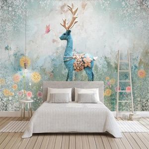 Fondos de pantalla Milofi Custom Large Wallpaper Mural 3D Pintura decorativa Estéreo Retro Abstract Elk Fondo